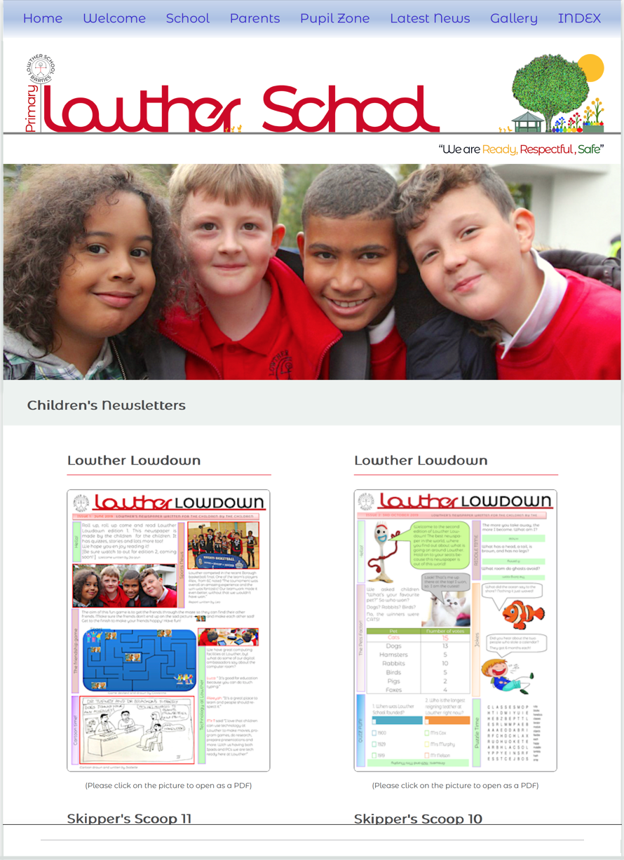 Children's Newsletters page link